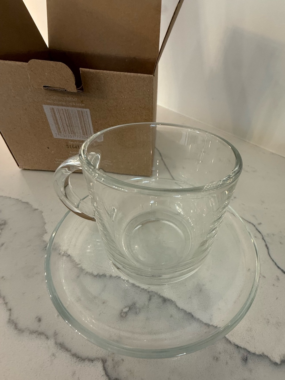 NIB Nespresso Lungo Clear Glass Cup and Saucer Set
